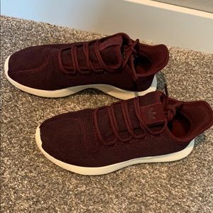 Burgundy adidas sneakers